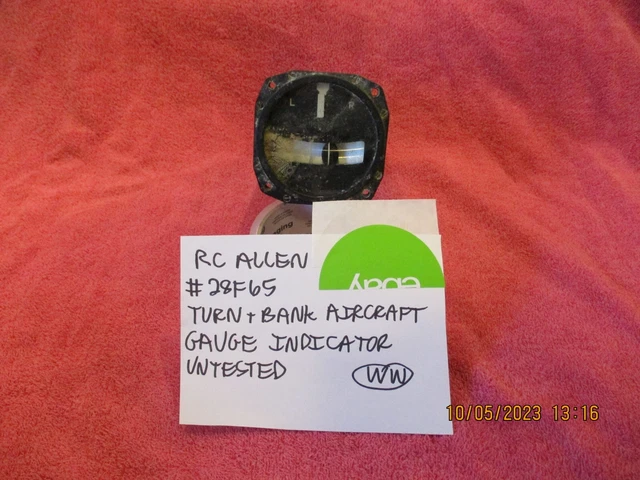 Rc Allen Aircraft # 28F65 Turn And Bank Gauge Indicator Untested Man Cave Rc Allen Aircraft # 28F65 Turn And Bank Gauge Indicator Untested Man Cave