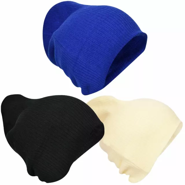 Mens Ladies Beanie Hat Womens Slouch Unisex Winter Woolly Ski Cap Knitted Retro