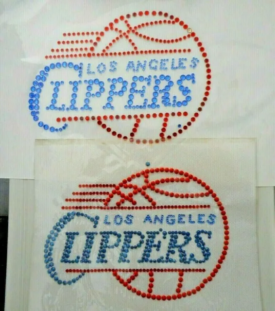 Lot 2 Lg Color LA. Clippers NBA Logos Rhinestone Iron-On Hot-Fix Transfers #43