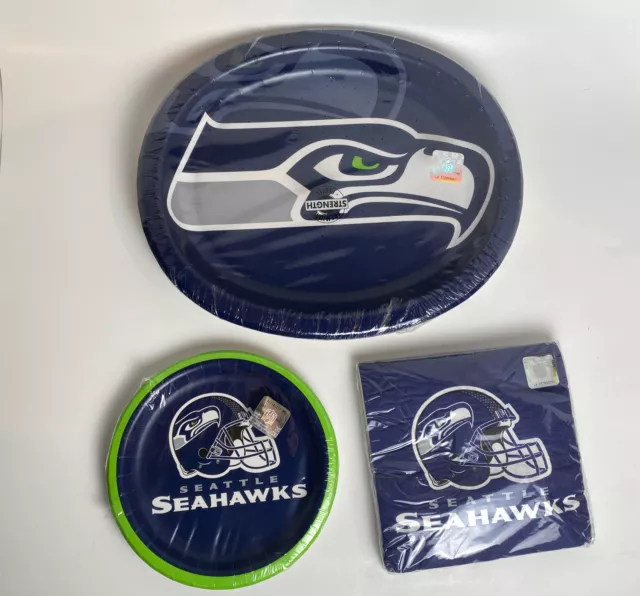 Seattle Seahawks Paper Dinner Dessert Plates Napkins Football Party Serves 8