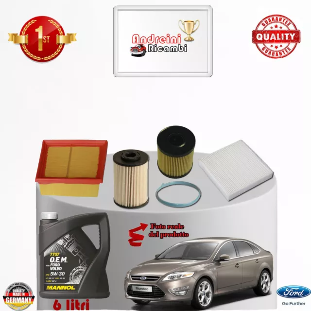 KIT TAGLIANDO FILTRI + OLIO FORD MONDEO IV 2.0 TDCi 103KW 140CV DAL 2008 ->