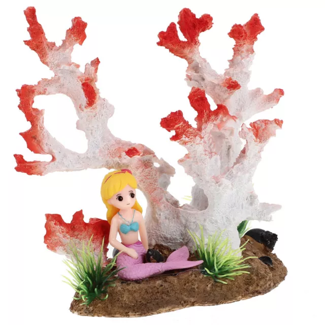 Harz Miniatur-Meerjungfrau-Statue Aquarium-Zubehör Simulation Koralle
