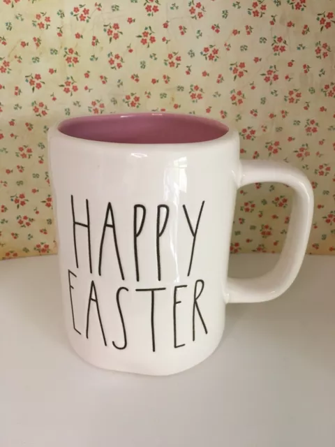Rae Dunn HAPPY EASTER Easter Mug - pink inside - ceramic mug