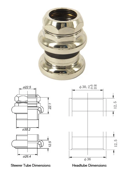 Jeu De Direction Fileté Tange Seiki Levin NJS 1 En Argent - Pour Tube De Direction 26.4mm