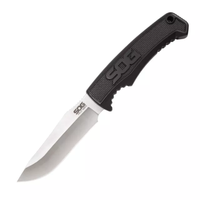 SOG Field Knife Fixed 4" Plain Blade Rubber Handles w/ Sheath, Black - FK1001-CP