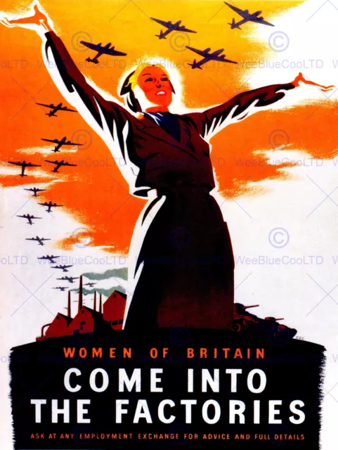 War Propaganda Women Factory Land Girl Ww2 Uk Vintage Poster Art Print 1107Py
