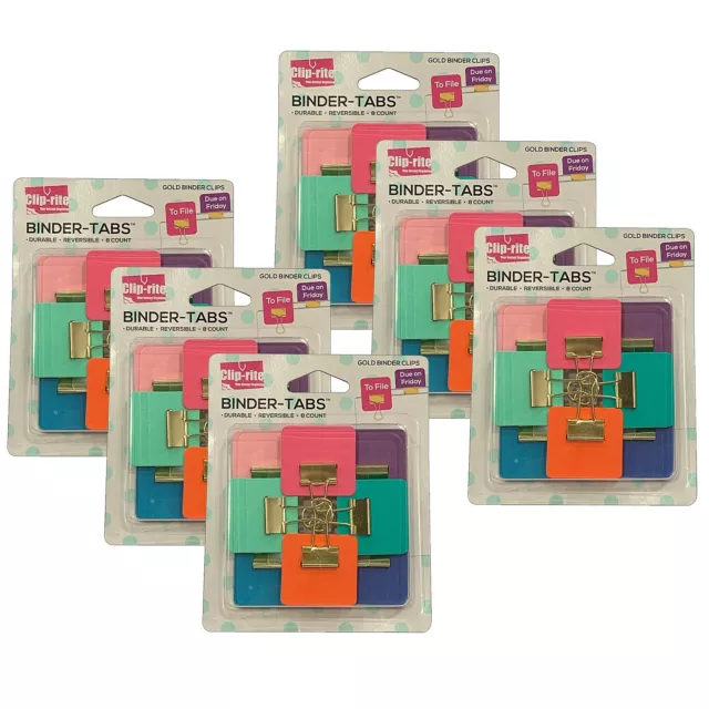 Clip-rite Binder Tabs Assorted Gold Plated 8 Per Pack 6 Packs (CRT111-6)