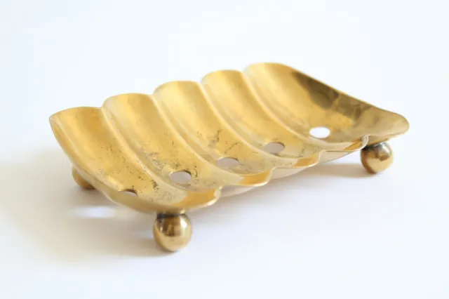 antique brass soap holder dish tray | sternau victorian footed soap dish holder