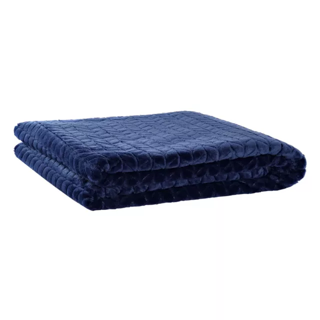 Coperta DKD Home Decor Frecce 130 x 170 x 2 cm Blu Marino Di base