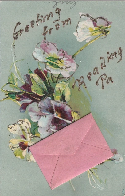 VINTAGE POSTCARD GREETINGS From Reading Pennsylvania Flower White