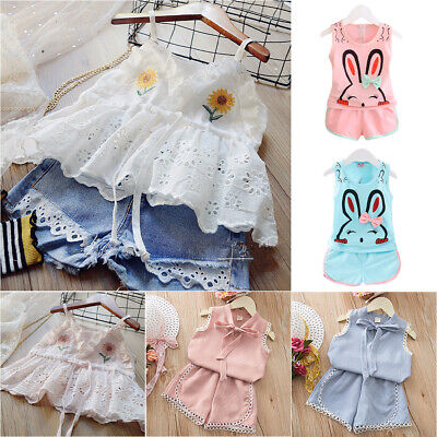 Kids Baby Girls Casual Clothes Sleeveless Tank Top Vest Shorts Summer Outfit Set