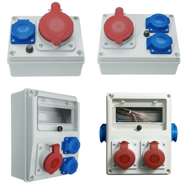 Doktorvolt Stromverteiler mit Bals Steckdosen 4x 230V 2x 16A 1x 32A 400V CEE, LS-Schalter FI-Schalter, Kabel mit Stecker, Baustromverteiler