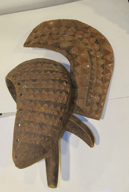 CEREMONIAL OLD AFRICAN BIRD MASK w/CREST & BEAK-DETAILED-Est.1930s BURKINA FASO?