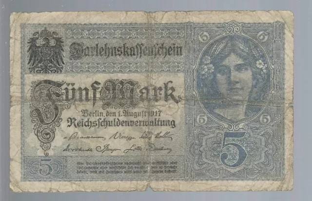 Banknote Deutschland - Deutsches Reich - Darlehenskassenschein - 5 Mark - 1917
