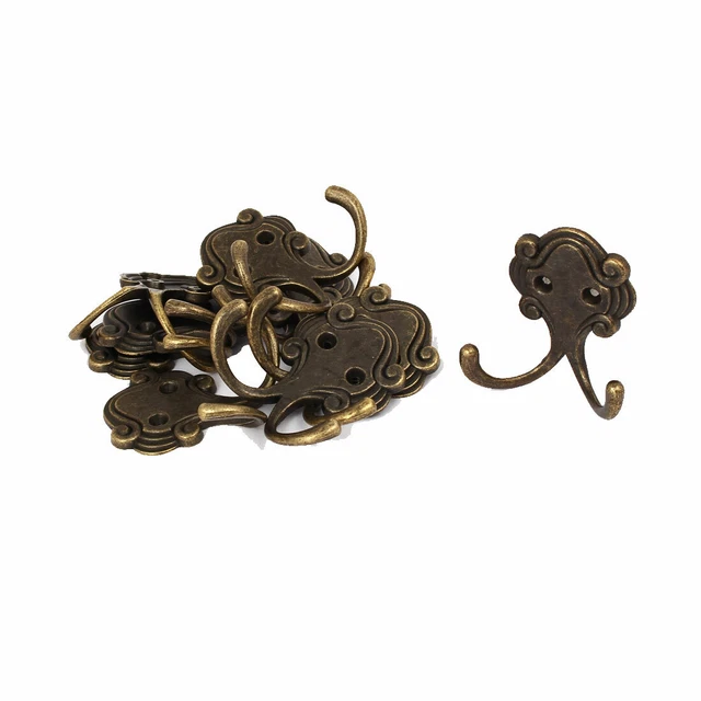 55mm x 53mm Vintage Style Wall Mounted Clothes Hat Double Hook Hanger 10PCS