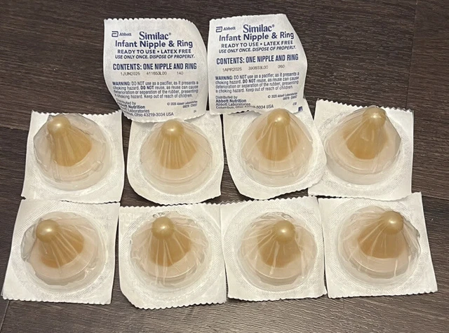 10 Similac Slow Flow Baby Disposable Nipple & Ring Latex Free Exp 2025
