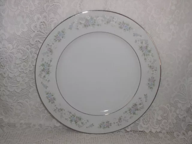 Carlton China Japan Corsage Dinner Plate Pink Blue Flower Silver