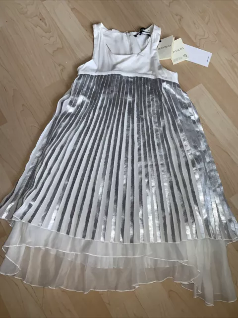Monnalisa Jakioo BNWT Silver pleated Dress. Girls Age 8 Party