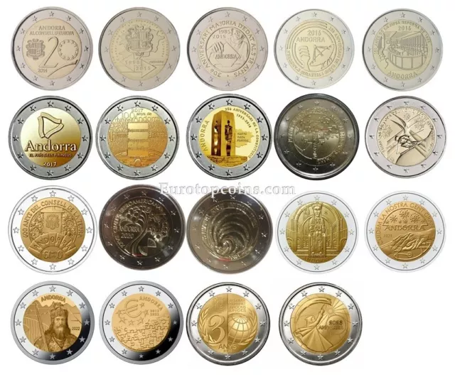 #Rm# 2 Euro Commémorative Andorra (2014-2023) Tous Les Piéce Disponible