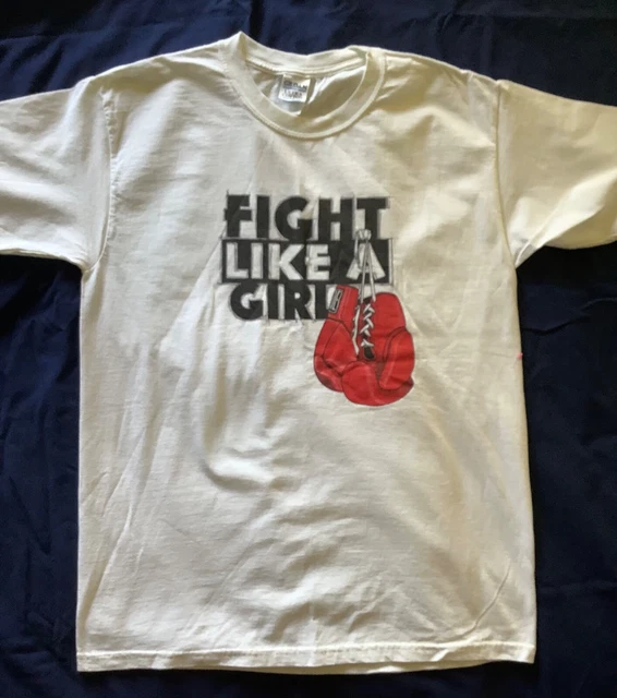 “FIGHT LIKE A GIRL” Boxing T-Shirt, white sz L new