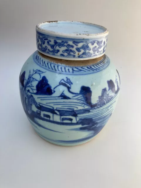 19th Century Canton Ginger Jar (6" tall) with lid