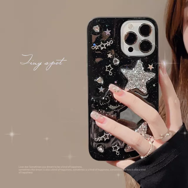 Case For iPhone 14 13 Pro MAX 12 Stereoscopic Star Bling Shiny Cool Girls Cover