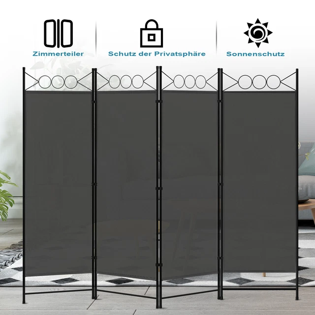 Eikuavons Paravent Auf Rollen - 5-teilige Trennwand 284x181cm Anthrazit