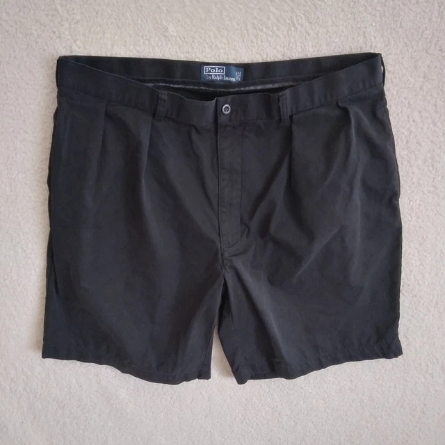 Polo Ralph Lauren Shorts Mens 40 (36x9) Black Tyler Short Pleated Chino Preppy