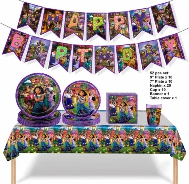 Encanto niños suministros fiesta decoraciones globos pancarta remolinos placas fondo