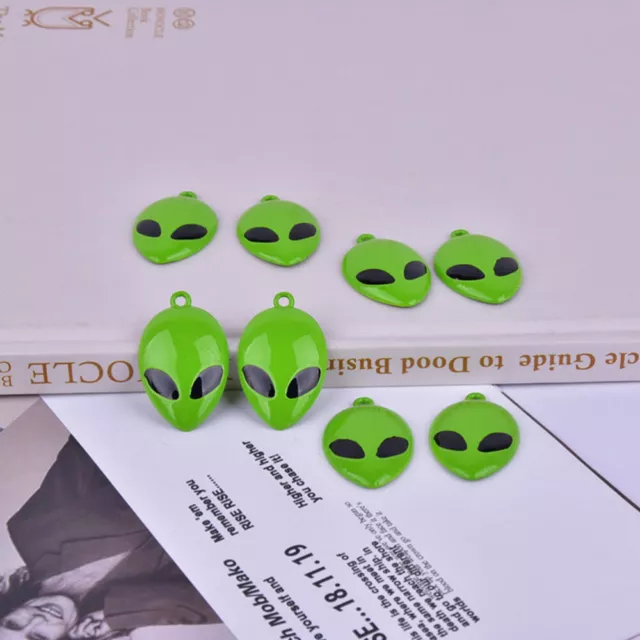 10pcs Green Alien Alloy Charms for Jewelry Making-BH 3