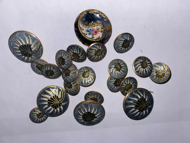 BEAU LOT D'ANCIEN DE BOUTON EMAILLES @ DL PARIS @ NAP III @ XIXeme