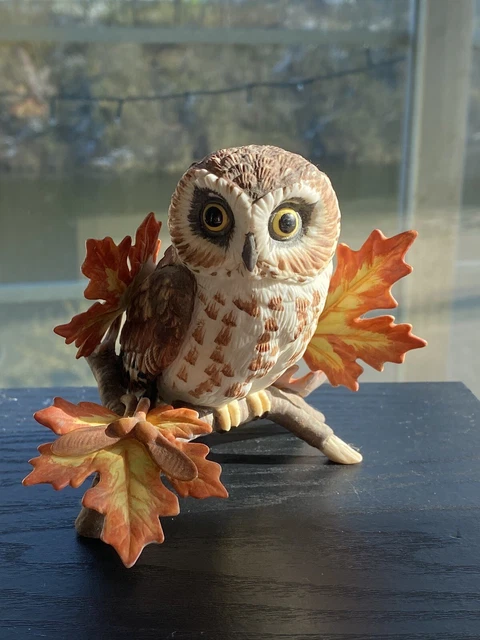 Lenox porcelain Saw Whet owl with oak leaves