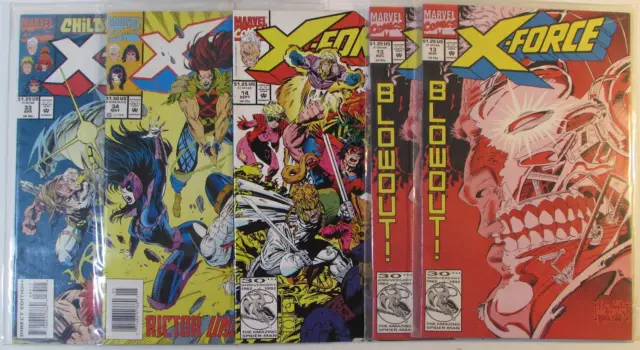 X-Force Lot of 5 #13 x2,14,33,34 Marvel (1992) 1st Series Comic Books