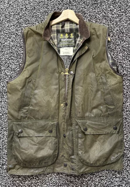 Barbour Mens Westmorland Wax Waxed Gilet Bodywarmer Jacket Large L Green