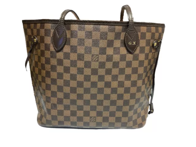 Louis Vuitton  Damier Ebene Neverfull MM Tote Canvas Shopping Bag Engraved "GX"