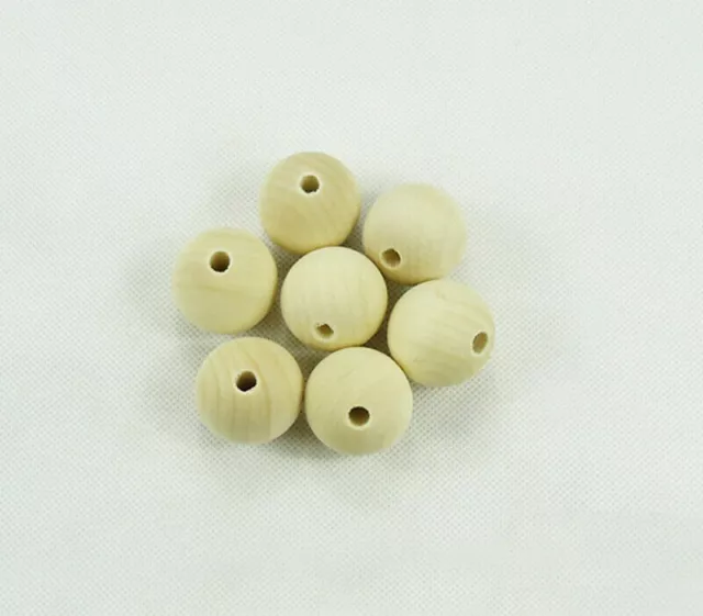 Natural Wooden Wood Craft Balls Beads Sphere with Hole Carpentry Dia 4mm to 60mm 2