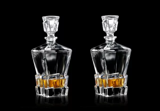 [2x] Glass Whisky Bottle Set Wine Decanter Vodka Bottle Bar Display Bottle 800ml