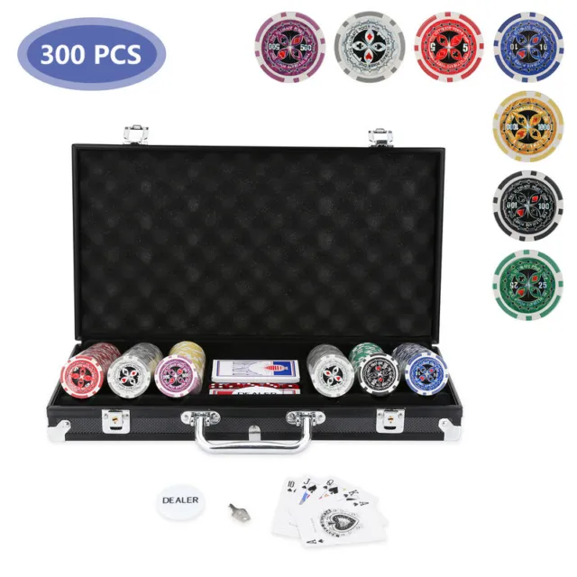 Pokerchips Laser Chipskoffer Pokerset Würfel 300 Chips Casino Clay Pokerkoffer