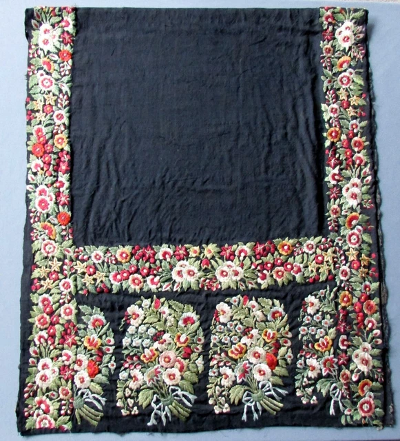 ANTIQUE 19th Century VICTORIAN ERA Hand Stitched EMBROIDERED PANEL
