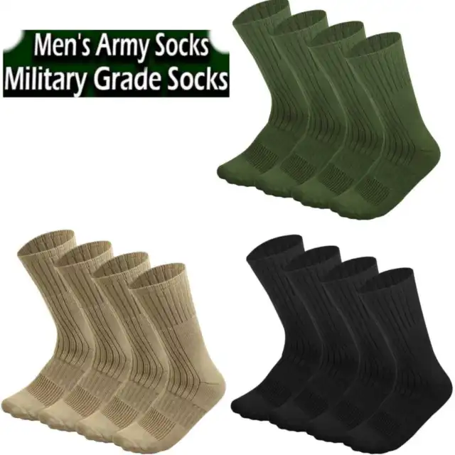 Para Hombre Ejército Militar Bota Calcetines Combate Trekking Senderismo Talla 10-13,13-15 4 Pares