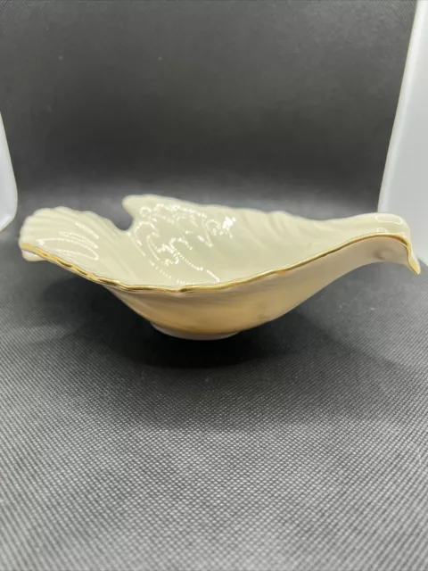 Vtg Lenox USA Ivory Porcelain Gold Trim Dove Shaped Candy Trinket Dish