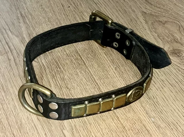 Vintage Leather & Brass Dog Collar - Bulldog SBT 1935