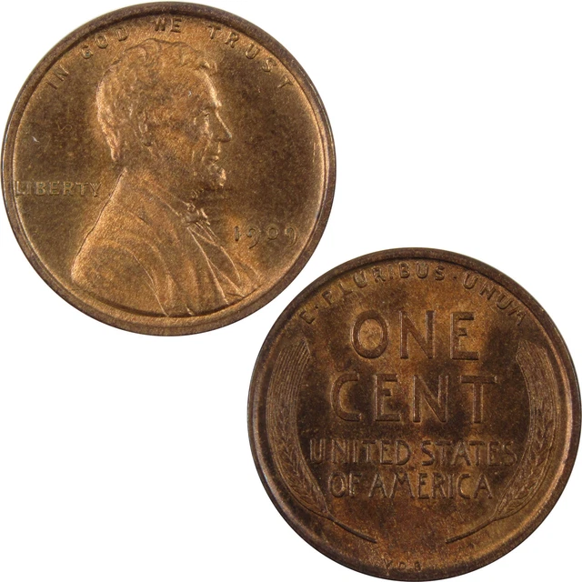 1909 VDB Lincoln Wheat Cent BU Choice Uncirculated Penny SKU:CPC2969