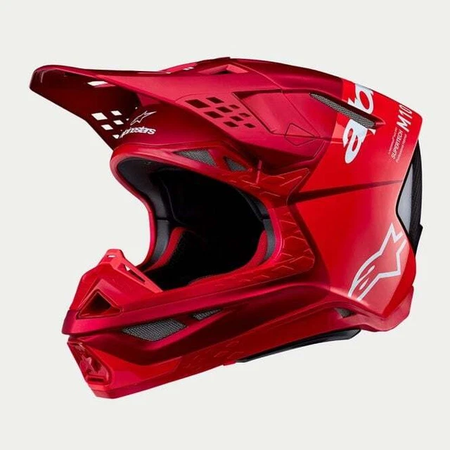 Alpinestars S-M10 *22:06* FLOOD MX Motocross Helmet (Red Fluo/Red M&G)