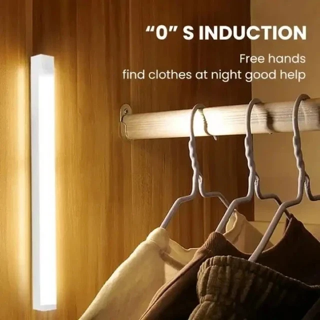 RECHARGEABLE MOTION SENSOR LED Light USB Magnetic Under Cabinet Closet ...