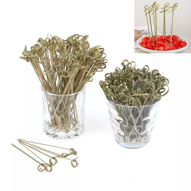 100pcs Bamboo Knot Skewers Cocktail Picks for Cocktail Party Snacks Sandwiche ZT