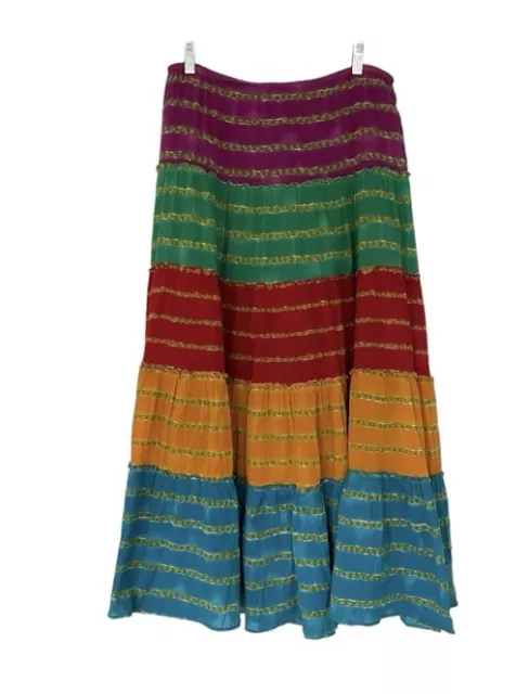 Lauren Ralph Lauren Womens Multicolor Maxi Skirt S Bohemian Boho Pull On