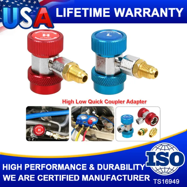 HVAC Quick Coupler Connector Adapter, High &Low Adjustable with 1/4" Male Flare