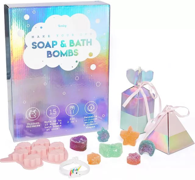 Soap & Bath Bomb Making Kit - Make Your Own Unicorn DIY Set + Molds + Bracelet