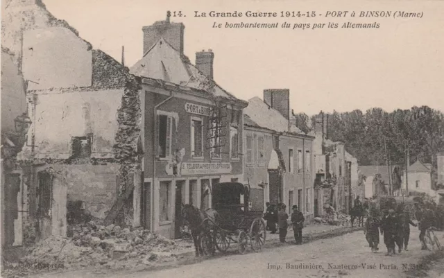 CPA 51 PORT à BINSON (Marne) Le Bombardement du Pays par les Allemands Grande Gu